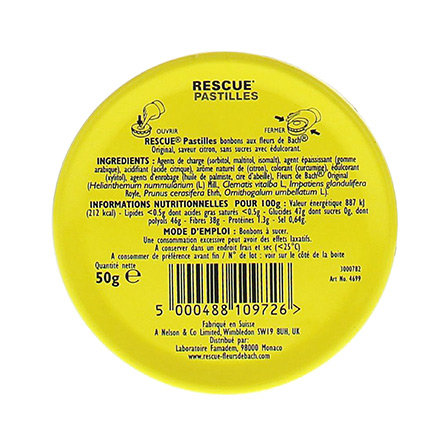 FLEURS DE BACH Rescue pastilles saveur citron boite 50g