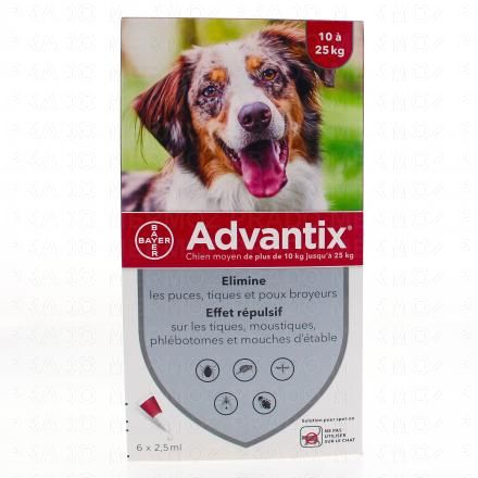 ADVANTIX chien moyen spot on (10 à 25kg x 6 pipettes)