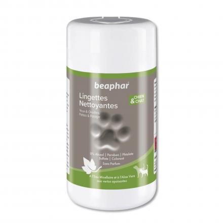 BEAPHAR Lingettes nettoyantes pour les pattes, pelage, yeux et oreilles x100 lingettes