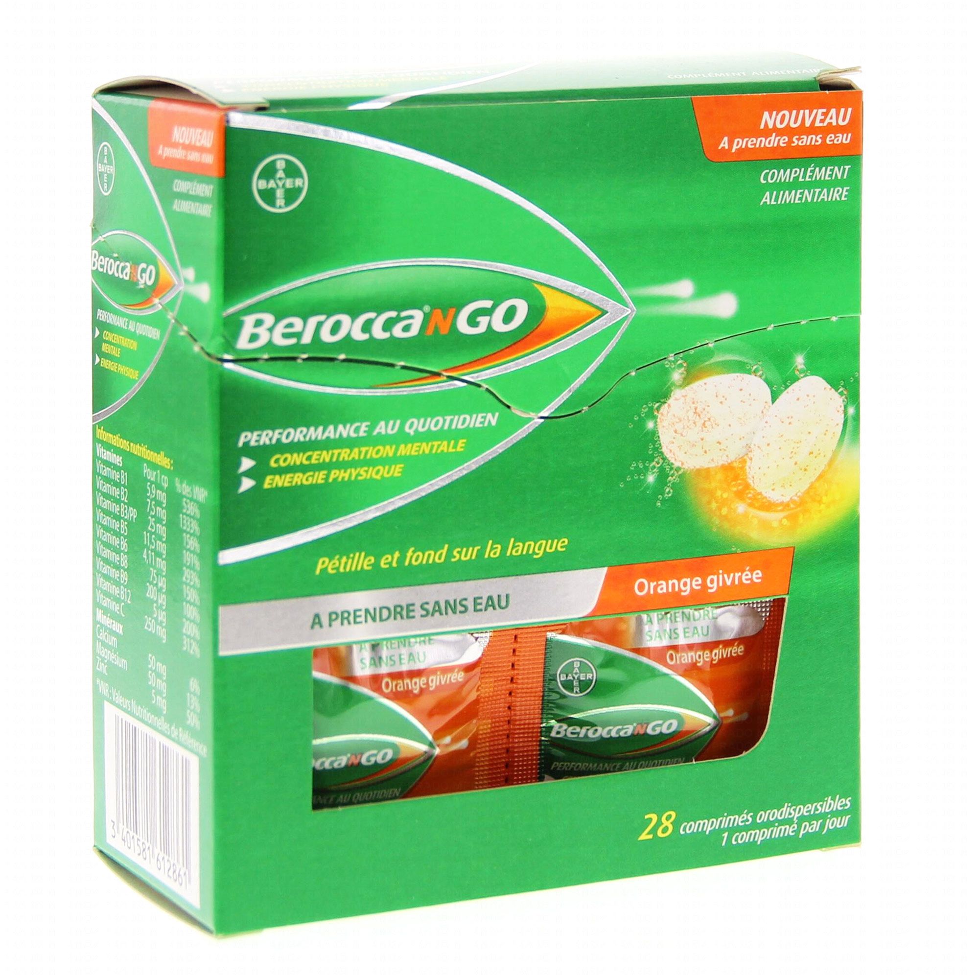BEROCCA Peps performance au quotidien orange boîte de 28 sachets Bayer