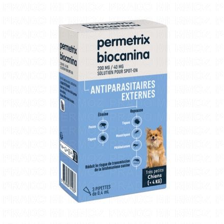 BIOCANINA Antiparasitaire externe - Permetrix très petits chiens x3 pipettes de 0.4ml