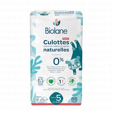 BIOLANE Culottes naturelles (taille 5 - paquet de 40 couches)