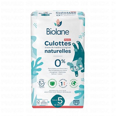 BIOLANE Culottes naturelles taille 5 - paquet de 40 couches