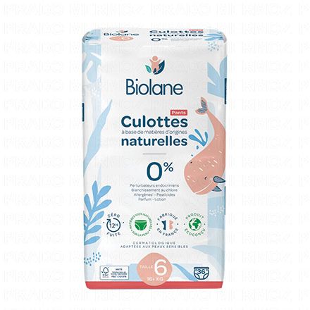 BIOLANE Culottes naturelles taille 6 - paquet de 36 couches