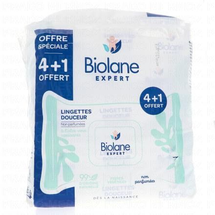 BIOLANE Expert - Lingettes Douceur Non Parfumées à l'aloe vera apaisante lot de 5