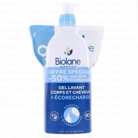 BIOLANE Gel lavant corps et cheveux (flacon 500ml + eco recharge 500ml)