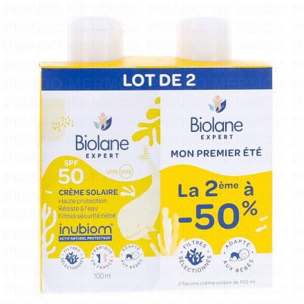 BIOLANE Mon premier été - Crème Solaire SPF50 Lot de 2 x 100 ml (lot de 2*100ml)