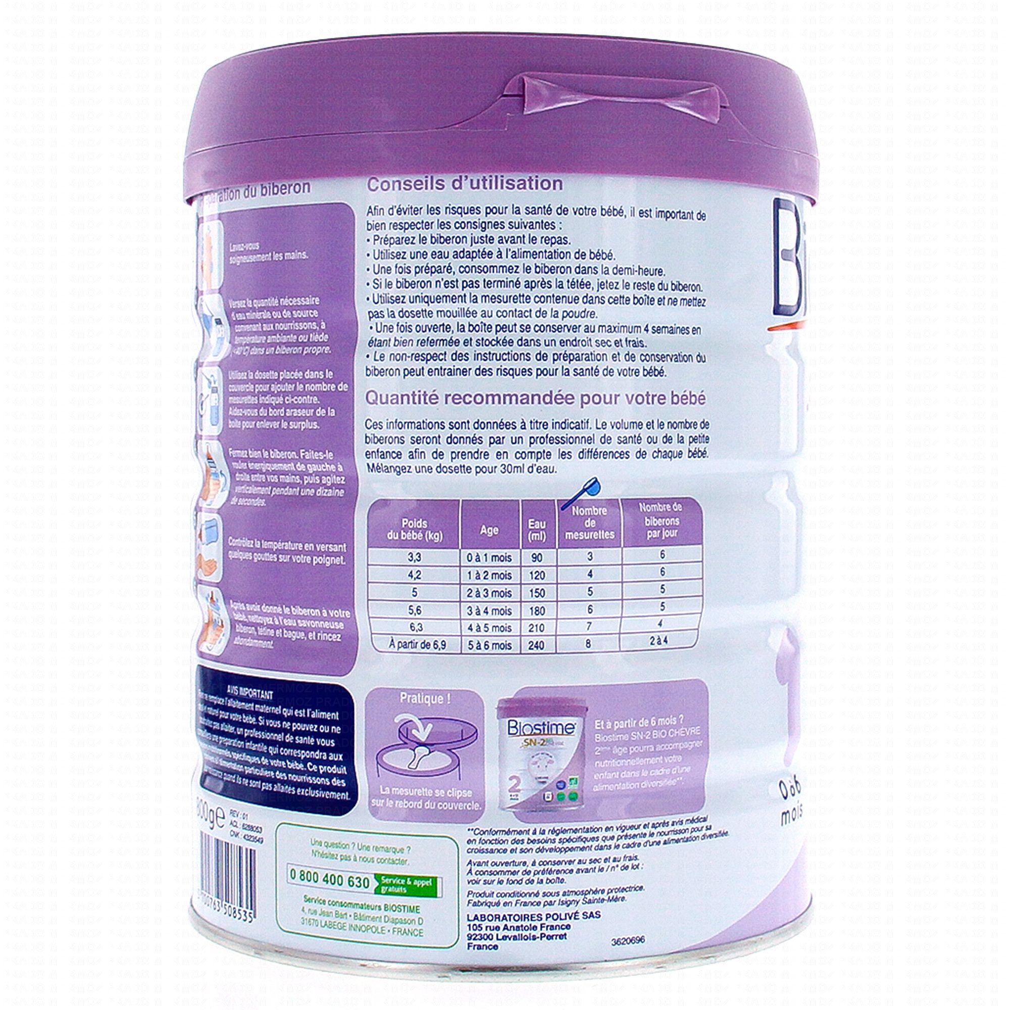 BIOSTIME SN-2 BIO CHEVRE LAIT 1ER AGE 800G