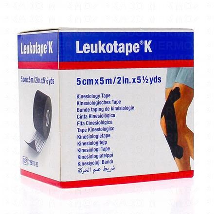 LEUKOPLAST Leukotape k - Bande taping de kin&eacute;ologie 5cm x 5m (noir)