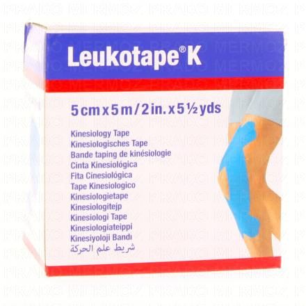 LEUKOPLAST Leukotape k - Bande taping de kinéologie 5cm x 5m (bleu ciel)