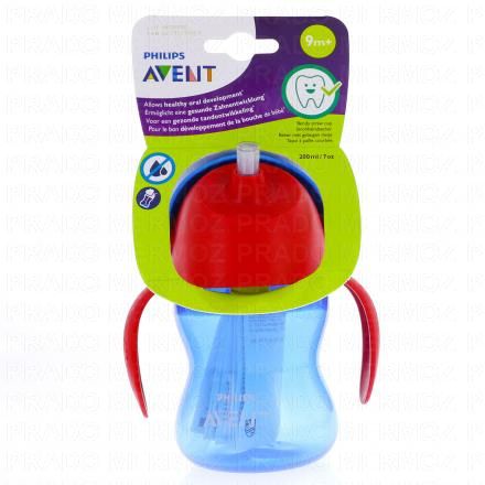 AVENT Tasse à Paille avec Anses 200ml +9Mois (rouge / bleu)