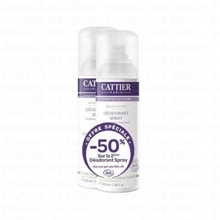 CATTIER Brume Active déodorant spray bio (lot de 2 x 100ml)