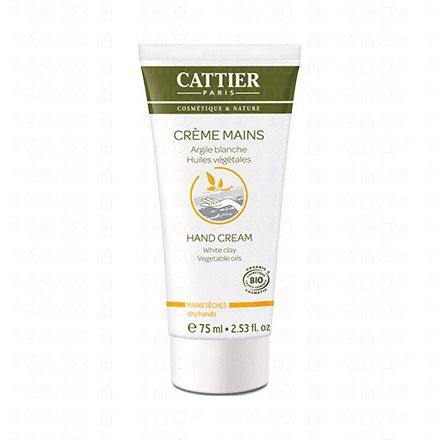 CATTIER Crème mains à l'argile blanche bio tube 75ml