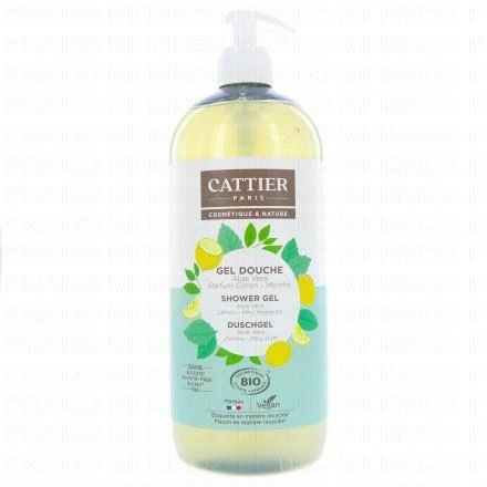 CATTIER Gel Douche à l'Aloe Vera Parfum Citron Menthe 1L