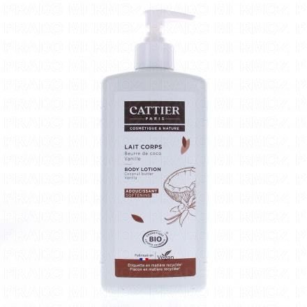 CATTIER Lait corps adoucissant bio parfum beurre de coco vanille flacon pompe 500ml