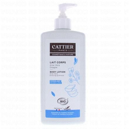 CATTIER Lait corps modelant parfum aloe vera onagre bio flacon pompe 500ml