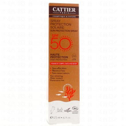 CATTIER Spray protection solaire SPF50 visage et corps bio 125ml