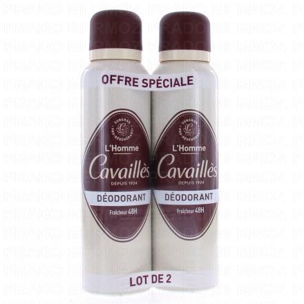 CAVAILLES Déodorant Homme fraicheur 48h 150ml x2