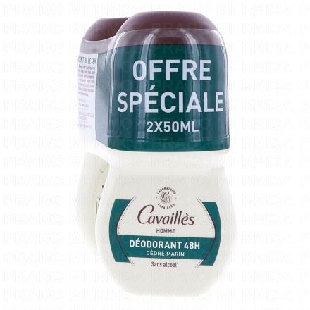 CAVAILLES Déodorant L'Homme fraîcheur 48h Roll on 50ml (lot de 2)
