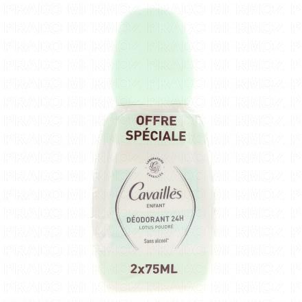 CAVAILLES Enfant - Déodorant 24h Lotus Poudré Lot de 2 x 75ml