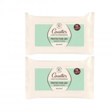 CAVAILLES Protection 48h - Lingettes déodorant Amande fleurie 2x15