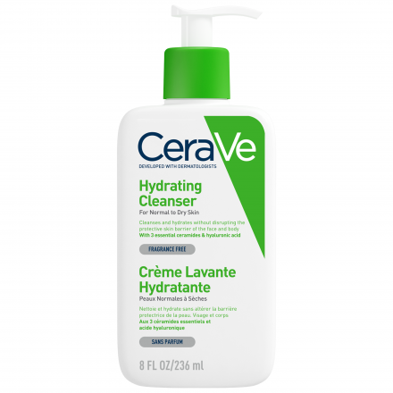CERAVE Crème lavante hydratante peaux normales à sèches (flacon pompe 236ml)