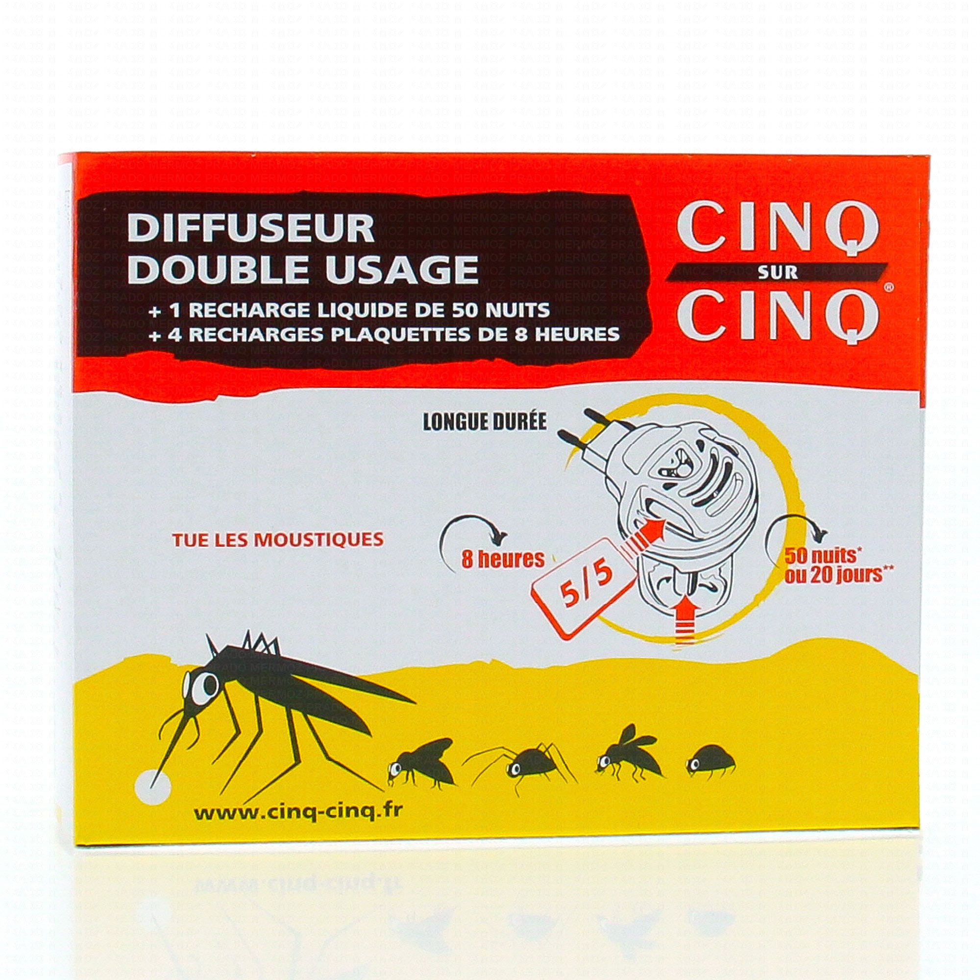 Cinq Sur Cinq Diffuseur Anti Moustique Double Usage 1 Diffuseur Double Usage 1 Recharge Liquide De 50 Nuits 4 Recharges Plaquettes De 8 Heures Parapharmacie En Ligne Prado Mermoz Cinq Sur Cinq Diffuseur Anti Moustique Double Usage 1 Diffuseur Double Usage 1 Recharge Liquide De 50 Nuits 4 Recharges Plaquettes De 8 Heures Parapharmacie En Ligne Prado Mermoz