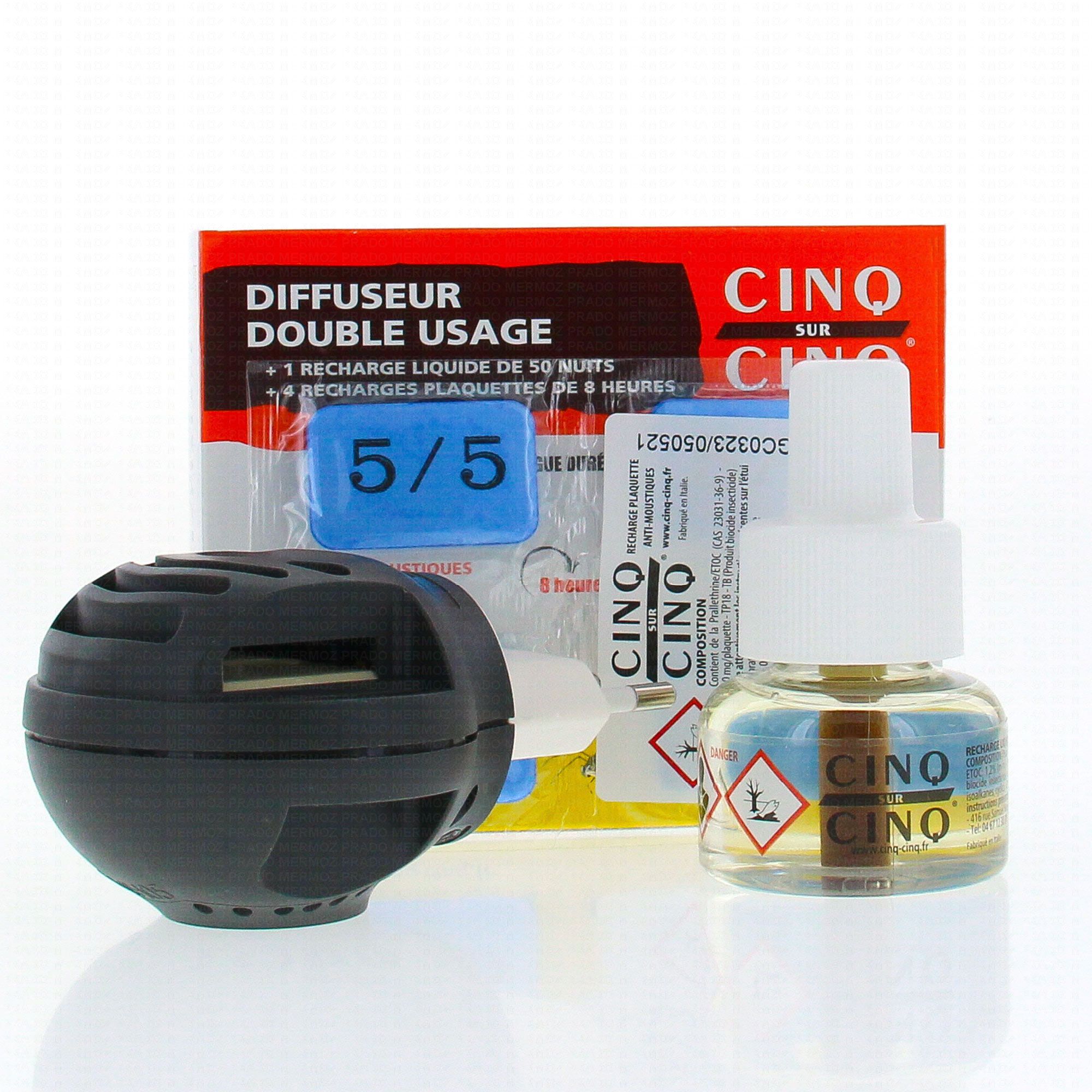 Cinq Sur Cinq Diffuseur Anti Moustique Double Usage 1 Diffuseur Double Usage 1 Recharge Liquide De 50 Nuits 4 Recharges Plaquettes De 8 Heures Parapharmacie En Ligne Prado Mermoz Cinq Sur Cinq Diffuseur Anti Moustique Double Usage 1 Diffuseur Double Usage 1 Recharge Liquide De 50 Nuits 4 Recharges Plaquettes De 8 Heures Parapharmacie En Ligne Prado Mermoz