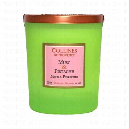 COLLINES DE PROVENCE Bougie Parfum&eacute;e Musc et Pistache 180g
