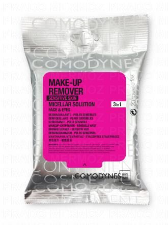 COMODYNES Make up remover eau micellaire peau sensible lingettes x 20