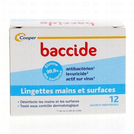 COOPER Baccide lingettes mains et surfaces (12 sachets individuels)
