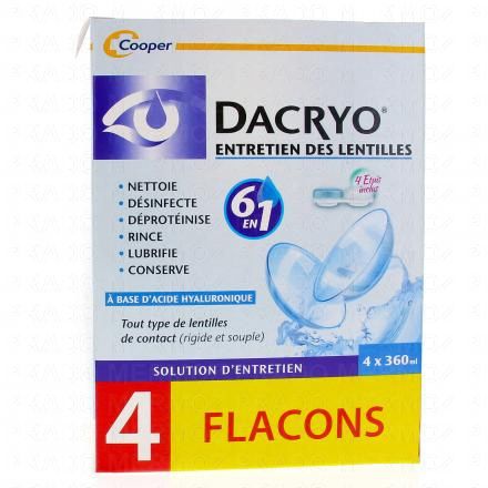 COOPER Dacryo Solution d'entretien des lentilles (flacons 4 x 360ml)
