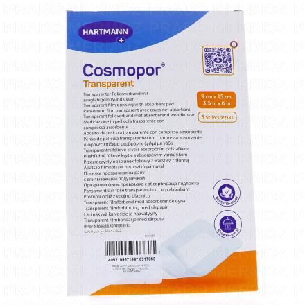 COSMOPOR Transparent - Pansement film transparent 9cmx15cm boite de 5