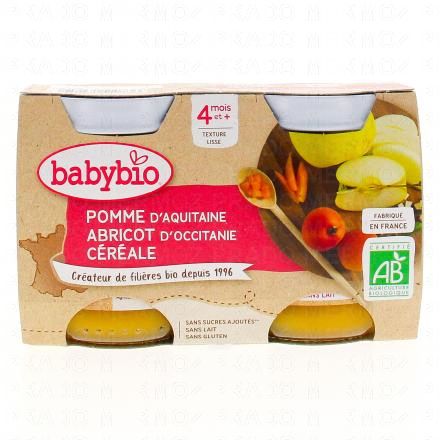 BABYBIO Fruits - Petits pots Pomme / Abricot / Céréale dès 4 mois