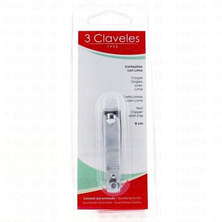 3 CLAVELES Coupe ongles avec lime (petit modèle 6 cm)