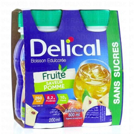 DELICAL Boisson Edulcorée Fruité Saveur Pomme 4x200ml