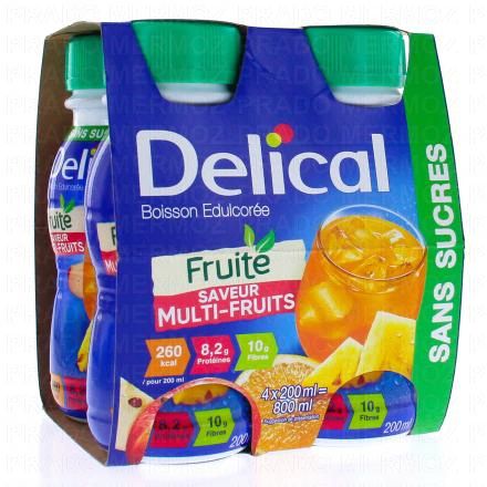 DELICAL Boisson Fruitée Saveur Multi-Fruits 4x200ml