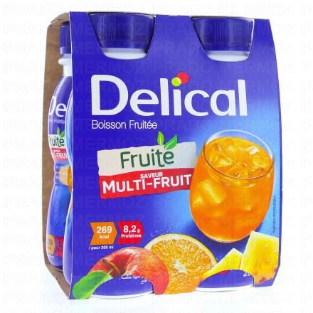 DELICAL Boisson Fruitée Saveur Multi-Fruits 4x200ml