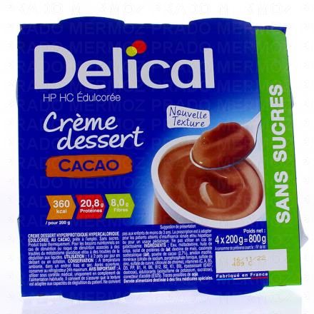 DELICAL Crème dessert - HP HC Edulcorée saveur cacao 4x200g