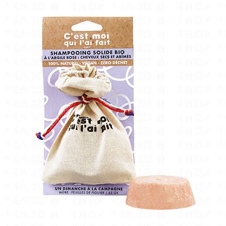 C'EST MOI QUI L'AI FAIT Shampooing Solide Bio à l'Argile Rose Un dimanche à la campagne" 65g"