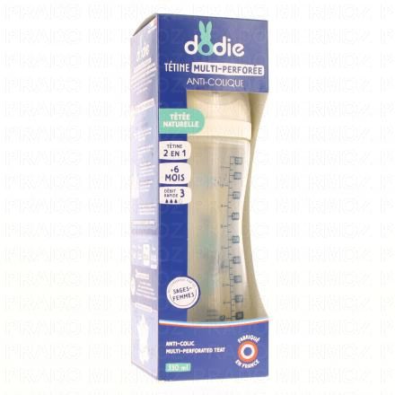 DODIE Biberon Tétine Multi-Perforée +6mois 330ml bleu