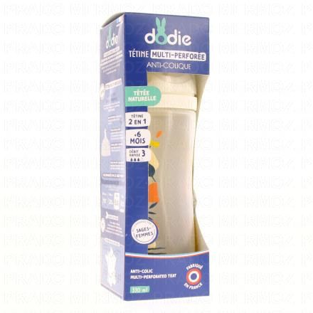 DODIE Biberon Tétine Multi-Perforée +6mois 330ml (terracotta)