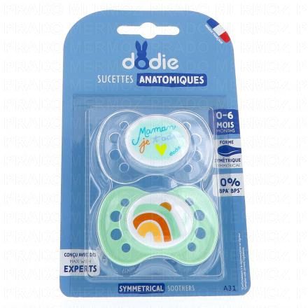 Duo Sucettes 0-6 mois anatomiques silicone 2