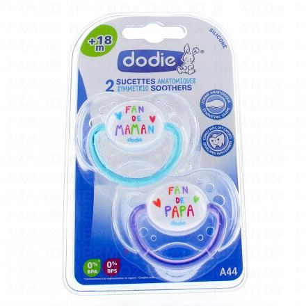Dodie sucette duo fan papa/maman silicone +18 mois