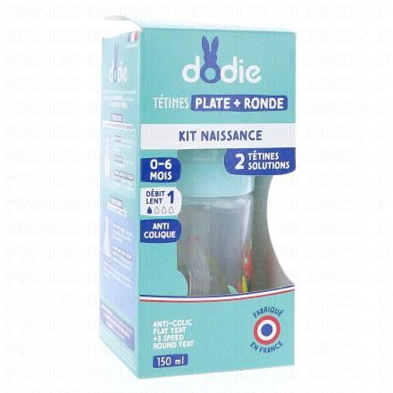 DODIE Kit Naissance Biberon avec t&eacute;tines plate + ronde 0 - 6 mois 150ml