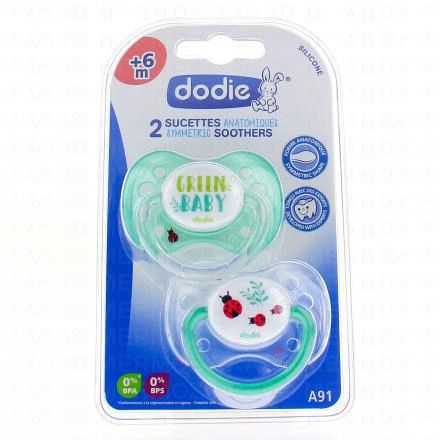 DODIE Sucettes +6 mois anatomiques Nature silicone x2 REF A91