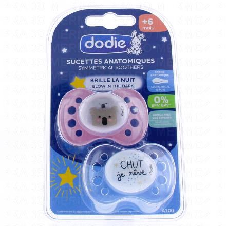 Sucettes anatomiques nuit +6mois rose