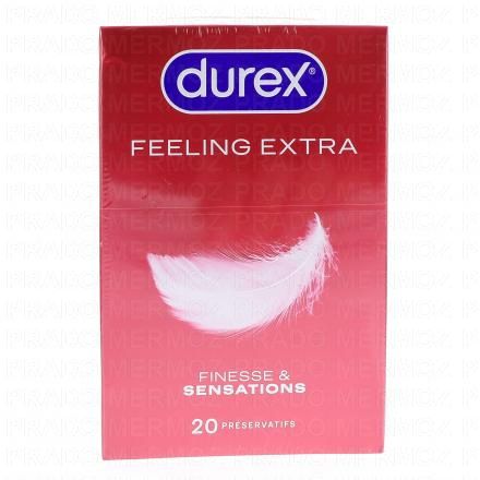 DUREX Préservatifs - Feeling Extra - Préservatifs Fins Et Extra Lubrifiés (20 préservatifs)