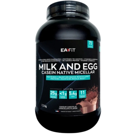 EAFIT MILK & EGG Casein Native micellar saveur chocolat pot de 2,2kg