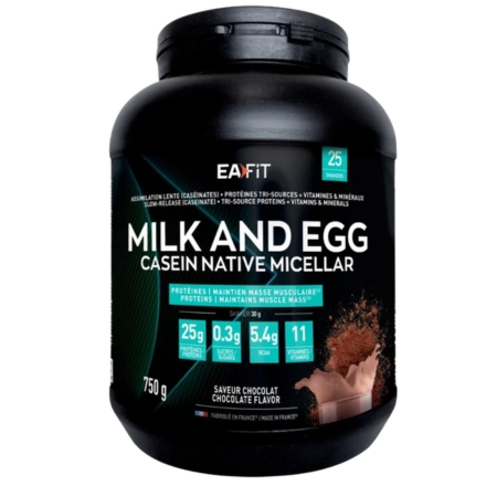 EAFIT MILK & EGG Casein Native micellar saveur chocolat pot de 750gr